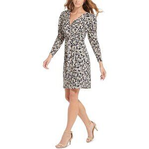 Tommy Hilfiger Faux Wrap Pleated A-Line Long Sleeve Dress Size 6